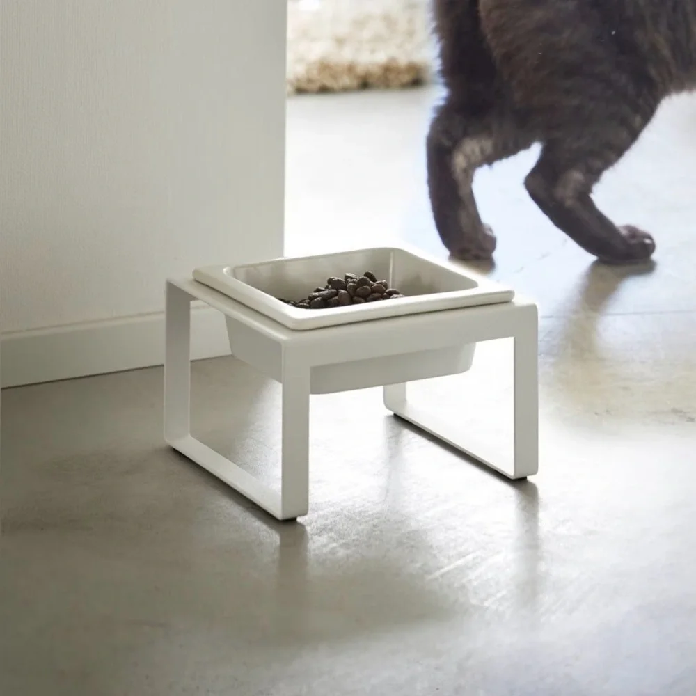 Yamazaki Single Pet Food Bowl Tall White